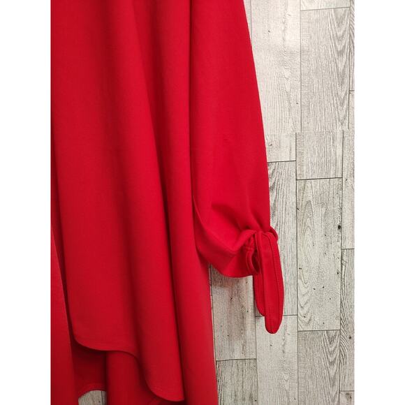 Iman Woman's City Chic Red Open front Jacket Crepe TIE Sleeves Size Medium - Picture 4 of 12